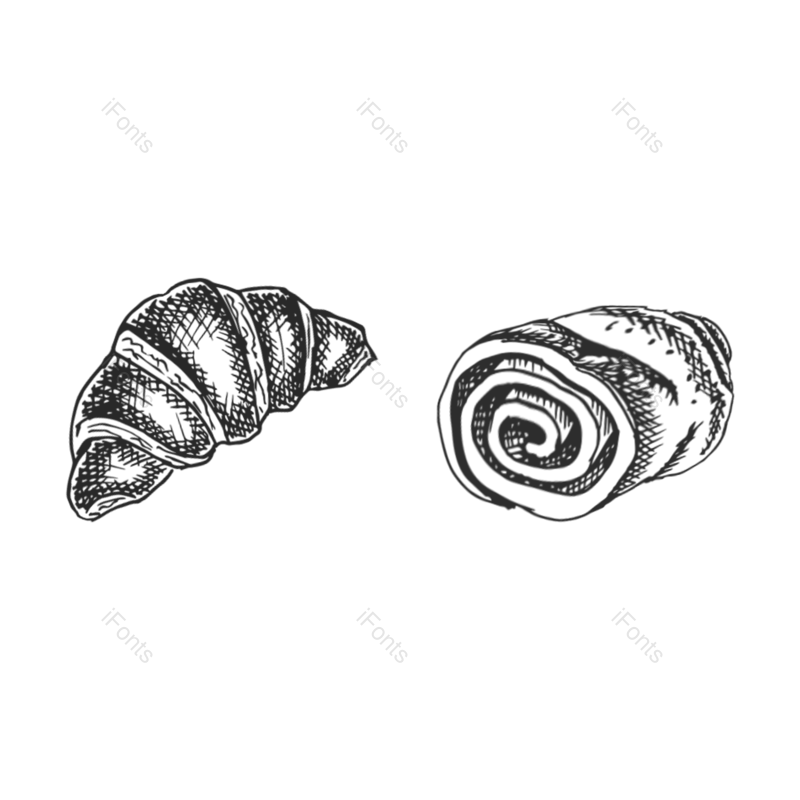 线条图片,黑色元素,面包PNG,线描免抠素材